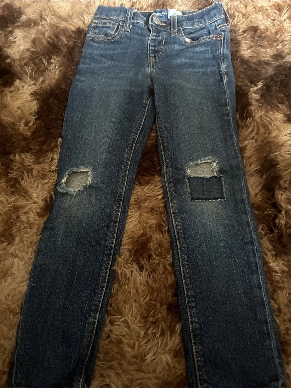 Old Navy Women's Dark Blue Ripped Skinny Jeans